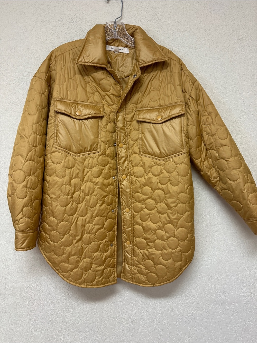 Blue Velvet womans flower Quilted Shacket Jacket size M